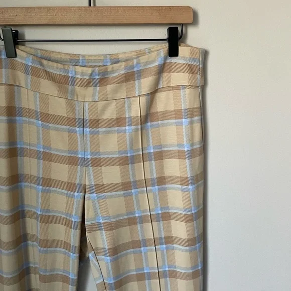 J. McLaughlin Tan and White Plaid Cropped Rylie Pants Size XL - Picture 4 of 10